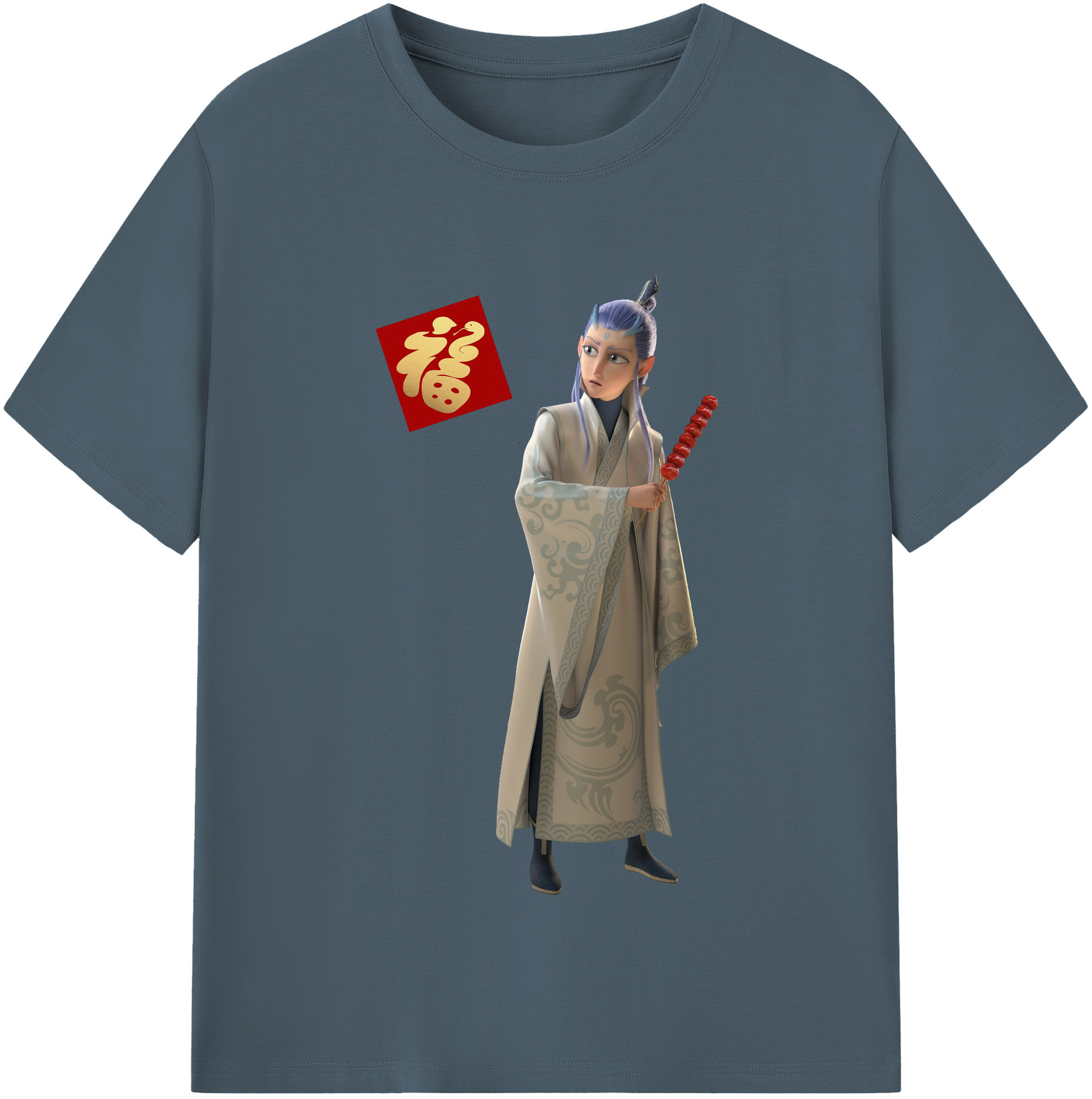 （画像用） Ne Zha 2 ナタ 魔童の大暴れ 綿100％半袖Tシャツ（フロントプリント）